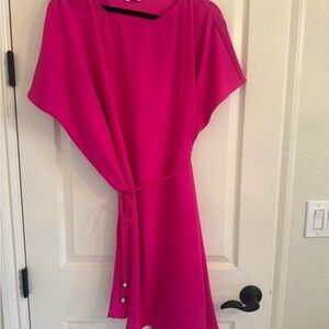 Trina Turk Pink Asymmetrical Belted Dress